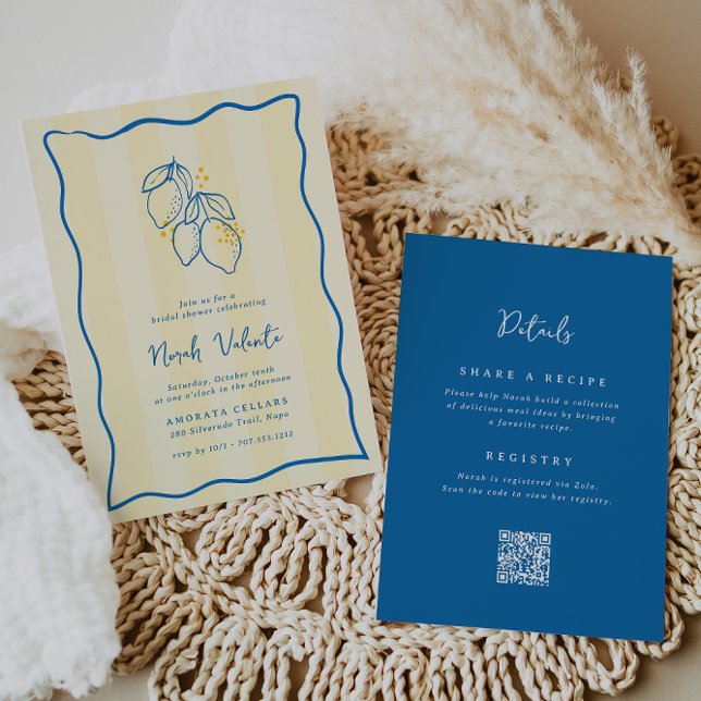 Invitación Amalfi Lemon All-in-One Handwritten Bridal Shower (Subido por el creador)