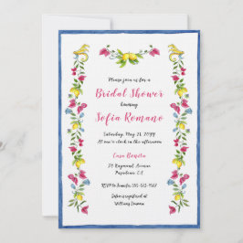 Invitación Amalfi Mediterráneo Floral Ducha de Novia 
