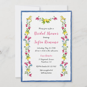 Invitación Amalfi Mediterráneo Floral Ducha de Novia