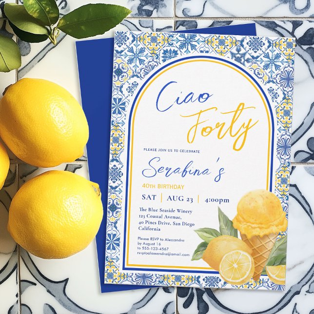 Invitación Amalfi Tiles Fiesta italiano 40 cumpleaños (Subido por el creador)