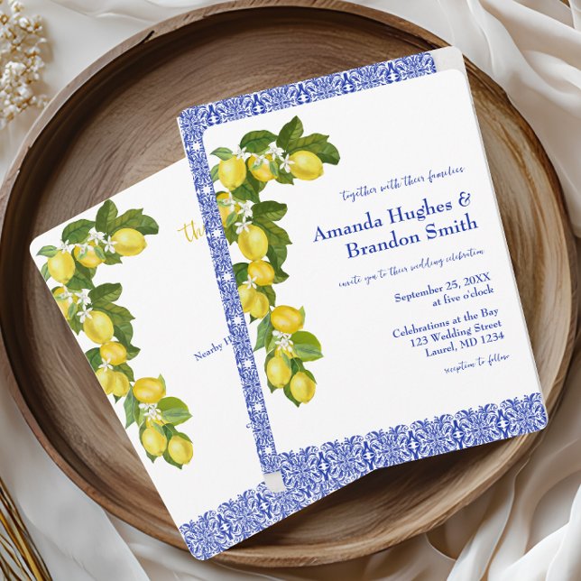 Invitación Amalfie Coast I Italian Lemon & Blue Tile (Amalfi Coast Invitation)