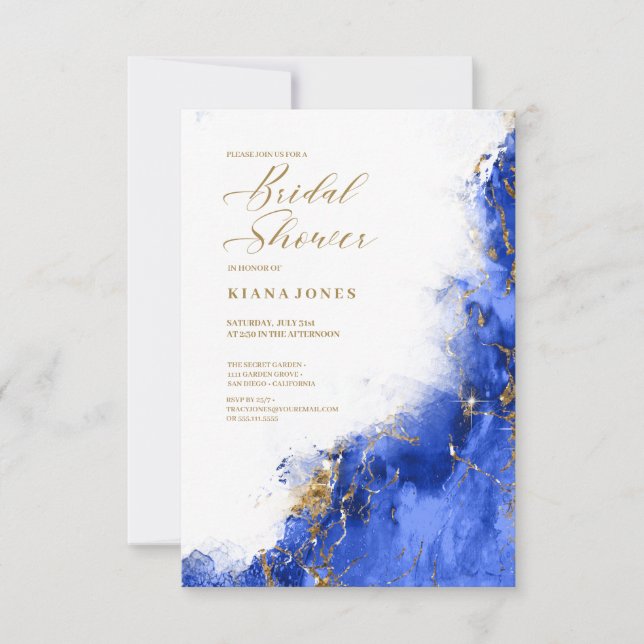 Invitación Amanda Piszczek Marble Purpurina Lt Royal Blue ID6 (Anverso)