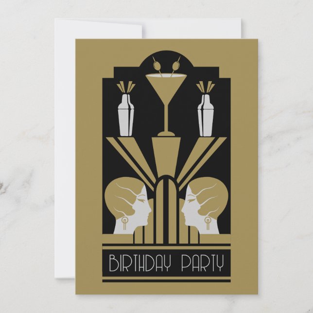 Invitación Amanecer Art Deco de los 20 años (Anverso)