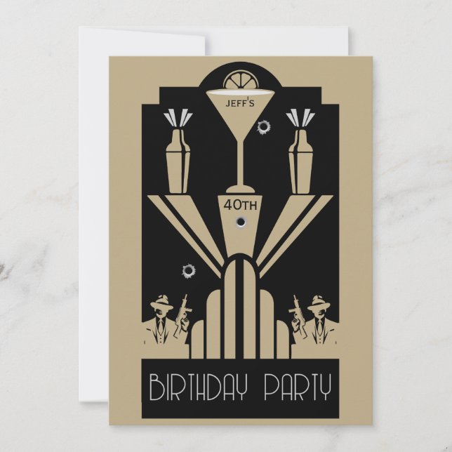 Invitación Amanecer de 2009 Art Deco Gangster (Anverso)
