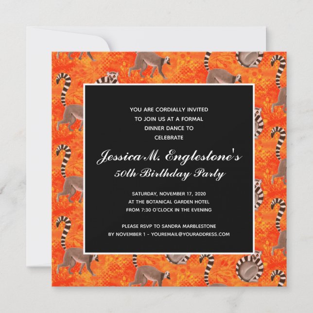 Invitación Amanecer de la naturaleza de Lemur en Madagascar (Anverso)