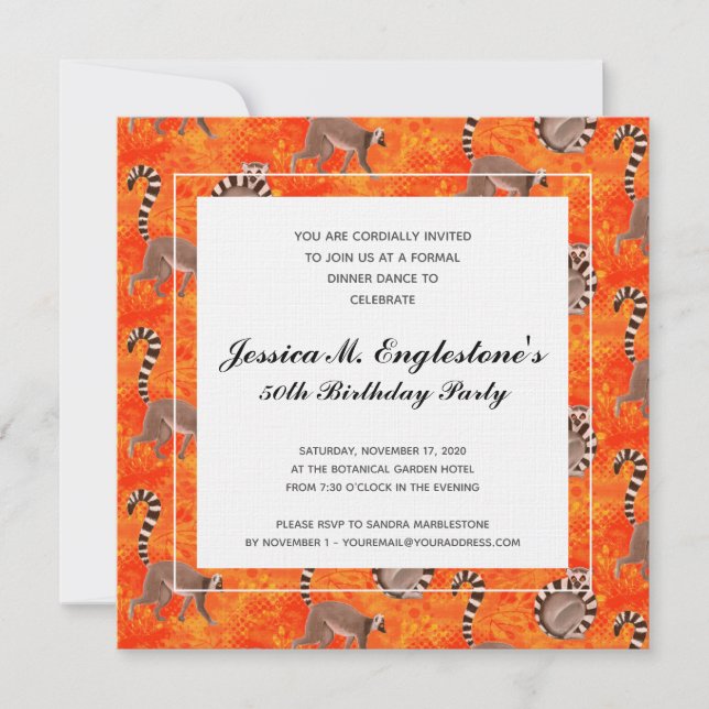 Invitación Amanecer de la naturaleza de Lemur en Madagascar (Anverso)