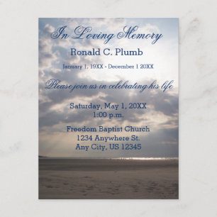 Invitación Amanecer de playa  Funeral  Servicio Memorial