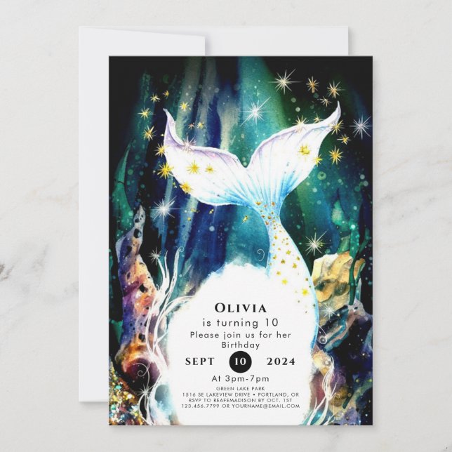 Invitación Amanecer de sirena encantada (Anverso)