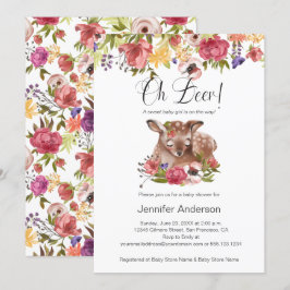 Invitación Amanecer floral rosado Oh Chica de ciervos Baby Sh