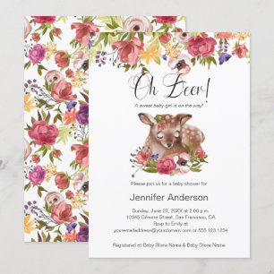Invitación Amanecer floral rosado Oh Chica de ciervos Baby Sh