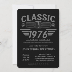 Invitación Amante de Coches Clásicos 1976 Hecho en 1976 Cumpl