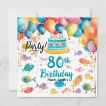 Amante de la pesca Cumpleaños 80 años Acuarela