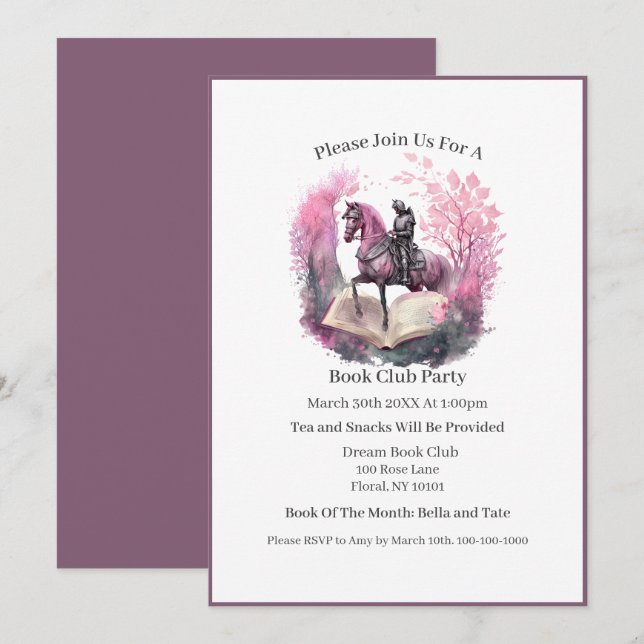 Invitación Amante de Libros de Fantasía, Club de Lectura (Anverso / Reverso)