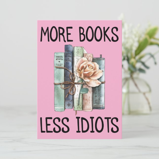 Invitación Amante de libros Menos idiotas Más libros (Anverso de pie)