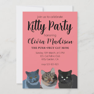 Invitación Amante de los gatos Purrfecta Mamá de Gatitos Fies