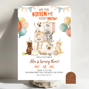 Invitación Amante de los Gatos ¿Tú Gatito Ahora Mismo? Cumple