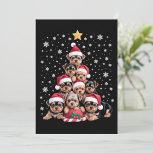 Invitación Amante de Perros Yorkie de Navidad Árbol Xmas Masc