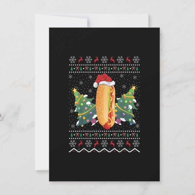 Invitación Amante de plato divertido de hot dog Navidad feo h (Anverso)