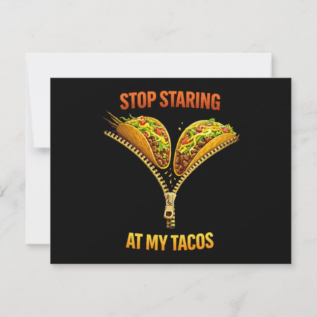 Invitación Amante de Tacos Divertidos Deja de Mirar (Anverso)