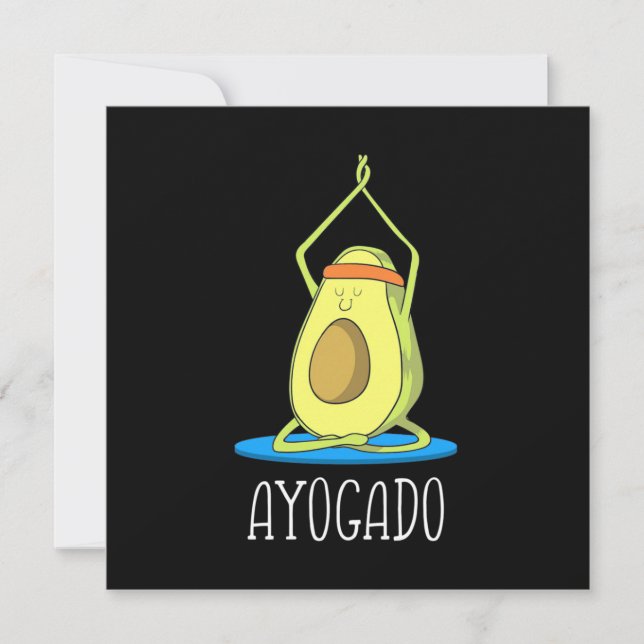 Invitación Amante de Yoga de Aguacate (Anverso)