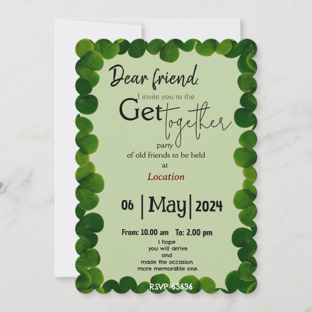 Invitación Amante verde reuniéndose (Anverso)