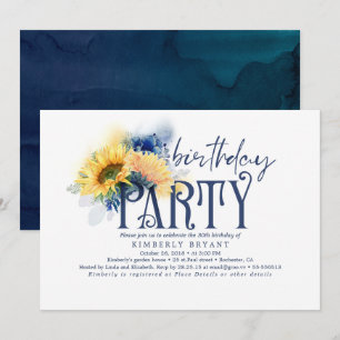 Invitación Amantes amarillos elegantes de la marina azul cump