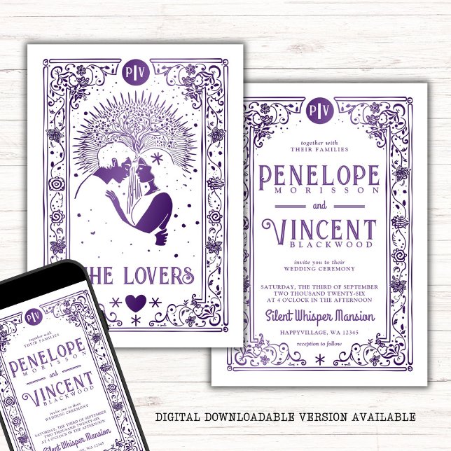 Invitación Amantes cósmicos | Boda Tarot (Subido por el creador)