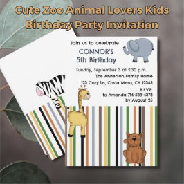 Invitación Amantes de animales en el zoológico cute niños Fie