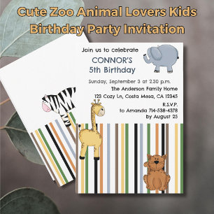 Invitación Amantes de animales en el zoológico cute niños Fie