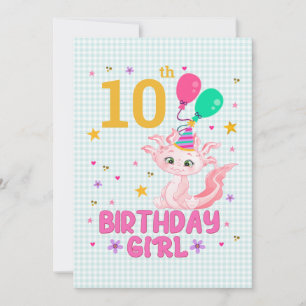 Invitación Amantes de Axolotl Chica de cumpleaños Salamander