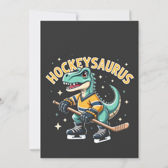 Invitación Amantes de Hockeysaurus Dinosaurio de Hockey sobre (Anverso)