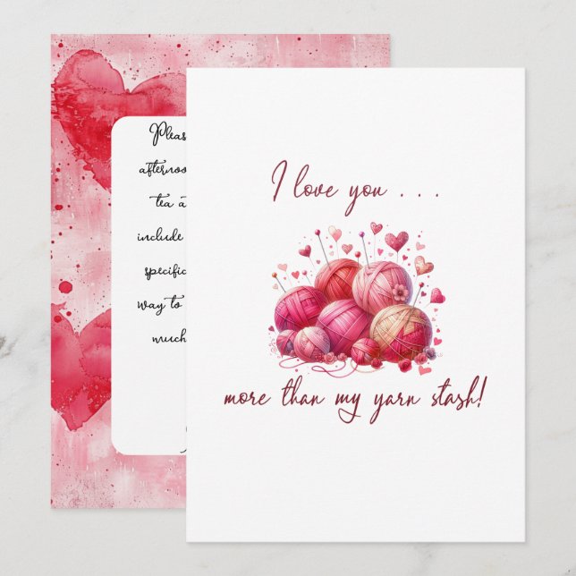 Invitación Amantes de la artesanía Knitine Valentine (Anverso / Reverso)