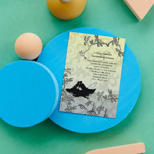 Invitación Amantes de la pesca de vintage Boda amarillo azul 