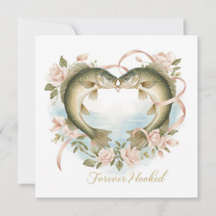 Invitación Amantes de la pesca Enganchados a ti Boda Acuarela