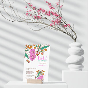 Invitación Amantes de las Mariposas Rosa Floral Script Nupcia