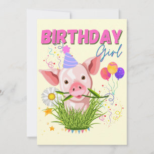 Invitación Amantes de los animales Chicas rosados de cumpleañ