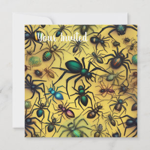 Invitación Amantes de los arácnidos, arañas que se arrastran 