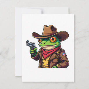 Invitación Amantes de rana occidental de Kawaii Cowboy gracio
