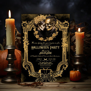 Invitación Amantes del cráneo de la fiesta de Halloween para