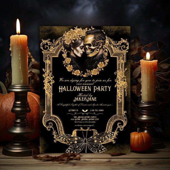 Invitación Amantes del cráneo de la fiesta de Halloween para  (Subido por el creador)
