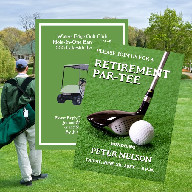 Invitación Amantes del golf invitan al partido de retiro (Retirement Party Invitation Golf Lovers)