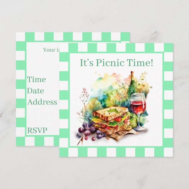 Invitación amantes del picnic lindo (Anverso / Reverso)