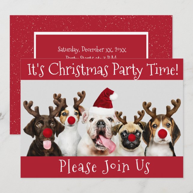 Invitación Amantes divertidos del perro, tiempo del Fiesta de (Anverso / Reverso)