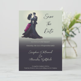 Invitación Amantes Góticos Románticos Minimalista Guardar la