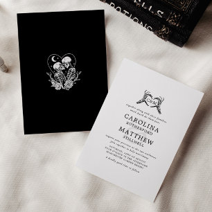 Invitación Amantes Hasta la Muerte Esqueletos y Rosas Boda