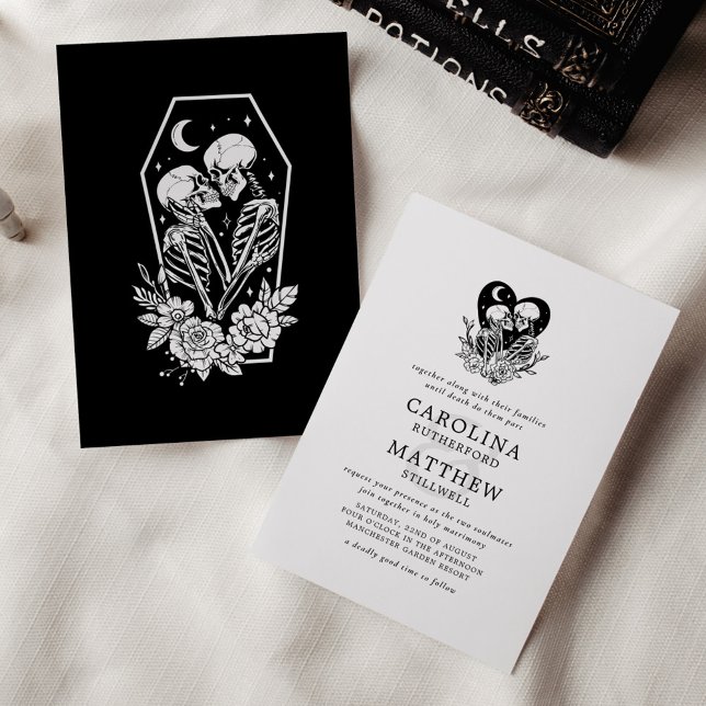 Invitación Amantes hasta la muerte Esqueletos y Rosas Bodas (Subido por el creador)