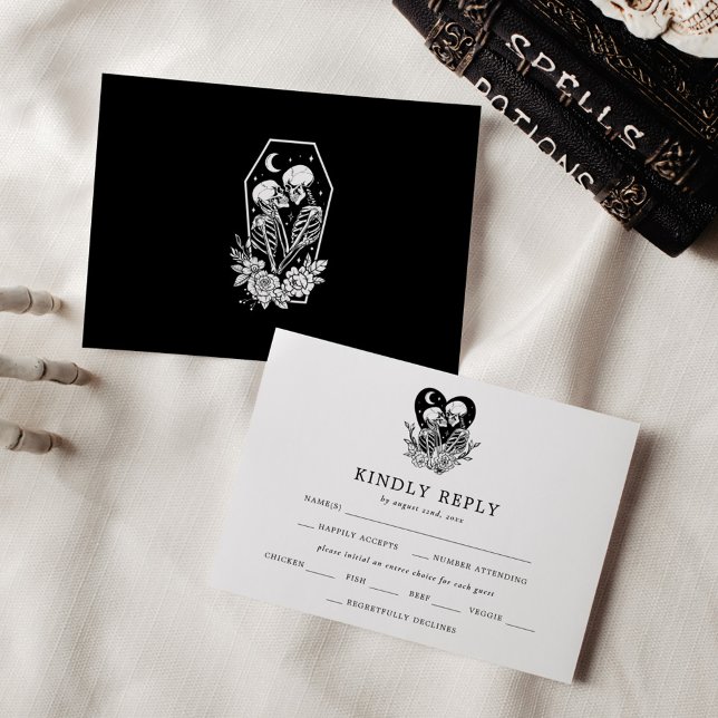 Invitación Amantes hasta la muerte Esqueletos y Rosas matrimo (Subido por el creador)