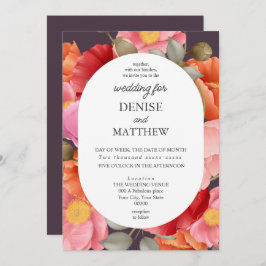 Invitación Amapola en acuarela sobre ciruela de medianoche