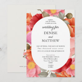 Invitación Amapola en acuarela sobre fondo blanco nieve