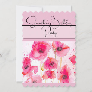 Invitación Amapola roja acuarela floral flores
